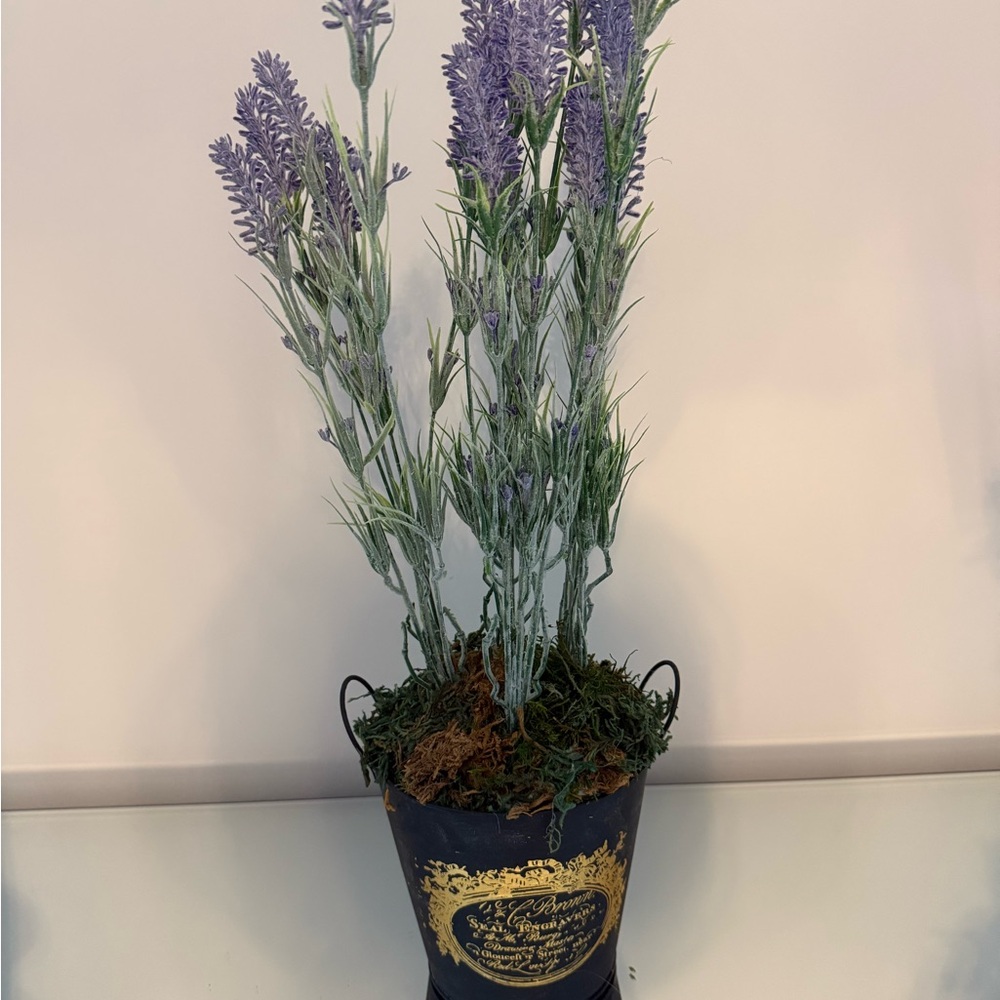 Lavender Faux Plant in Black Pot